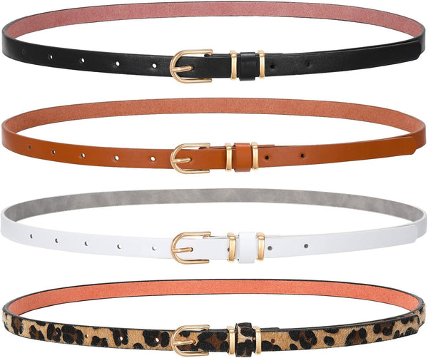 4 Pack Women Belt With Gold Alloy Buckle