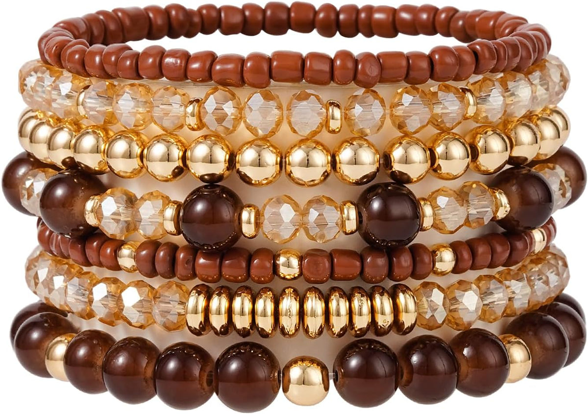 Boho Beaded Stretch Bracelets For Women Stackable Handmade Jewelry