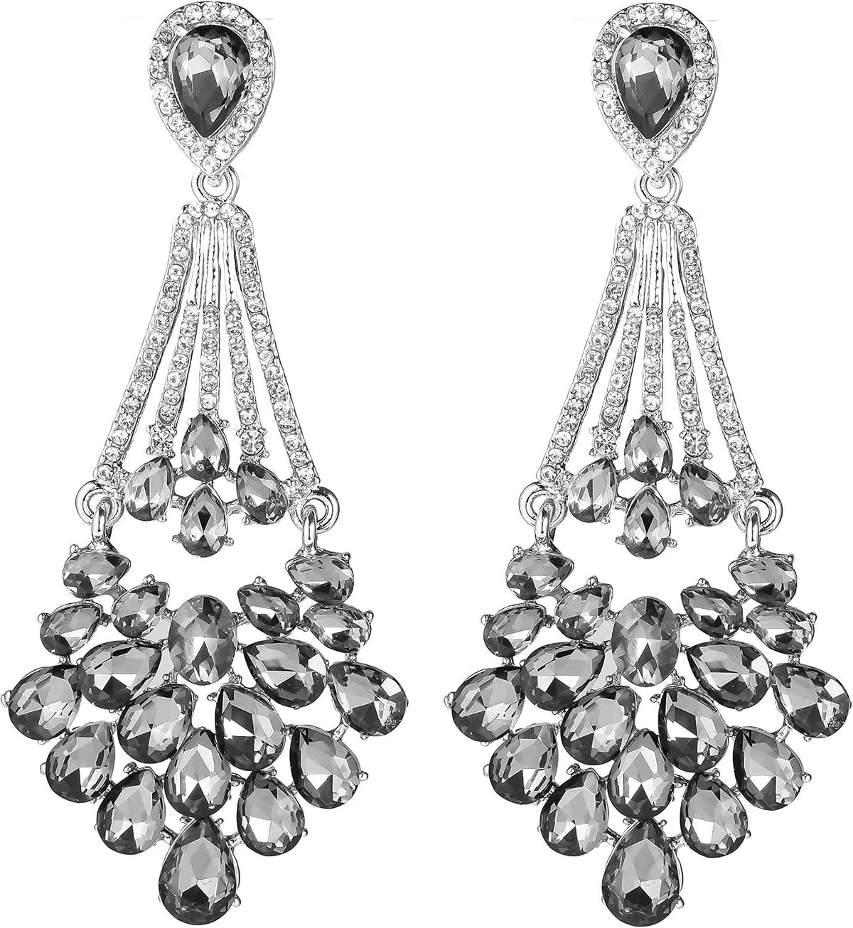Vintage Floral Teardrop Butterfly Wing Black Austrian Crystal Drop Dangle Earrings for Women Bride Gift