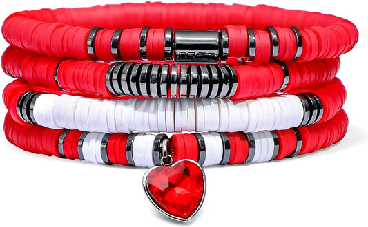 Surfer Heishi Clay Bead Bracelets for Women Bohemian Stackable Gold Plated Beaded Stretch Bracelets Elastic Layering Friendship Bracelets Set Boho Jewelry