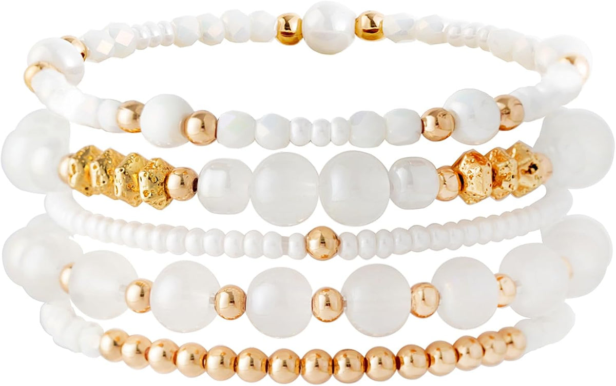 Boho Beaded Stretch Bracelets For Women Stackable Handmade Jewelry