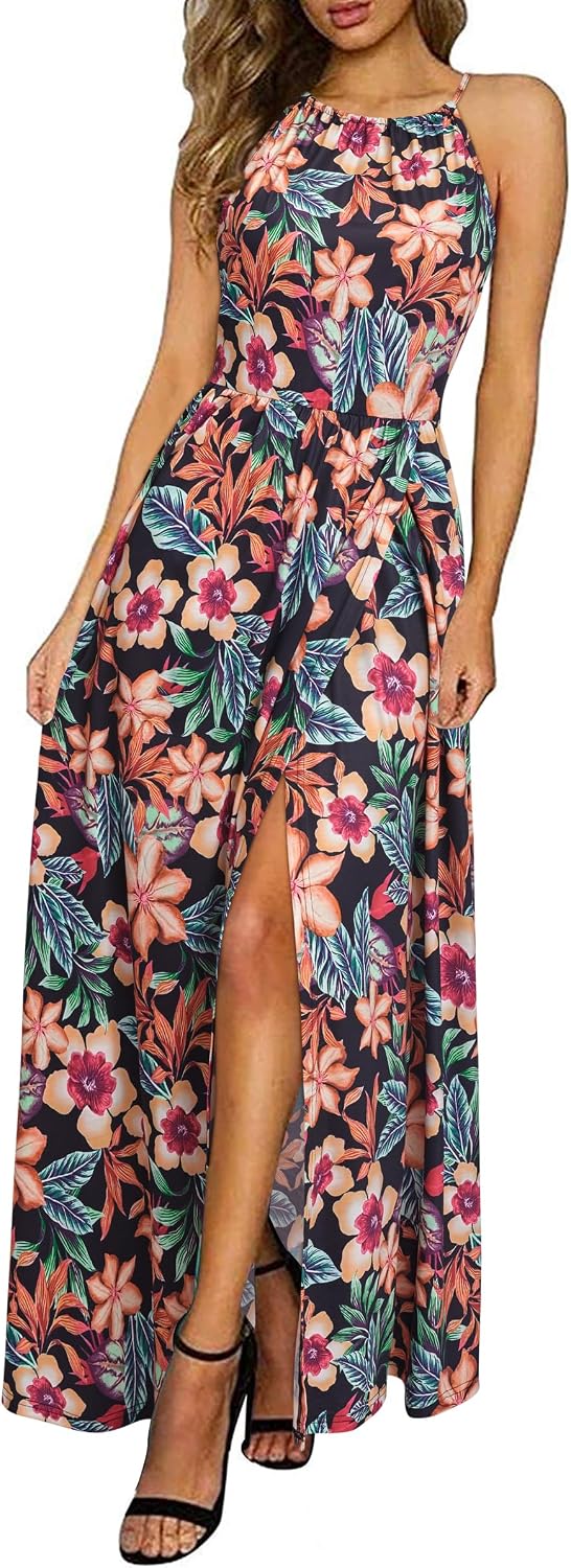 KILIG Women's Summer Floral Beach Flowy Split Maxi Long Dresses Secondary image