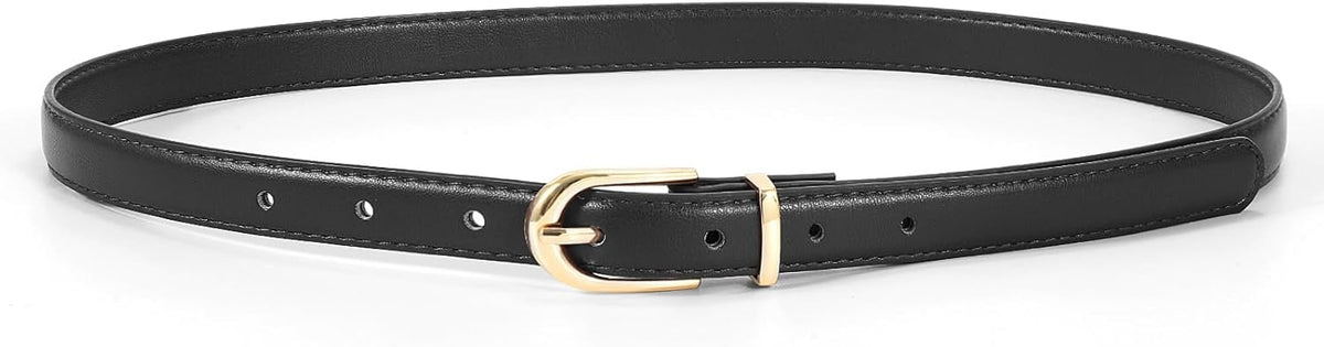 Womens Skinny Leather Belt Ladies Thin Faux Leather Belt With