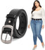 Plus Size Women Leather Belt Black Casual Waist Belt For