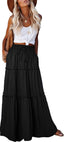 EARKOHA Womens Boho Maxi Skirt 2026 Summer Cruise Casual High Waist Tie Flowy Long Skirt with Pockets For Beach Vacation