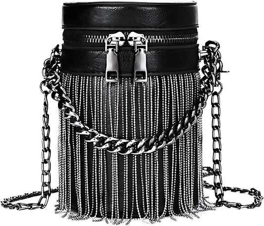 Y2K Punk Tassel Tote — Gothic Fringe Shoulder/Crossbody Handbag