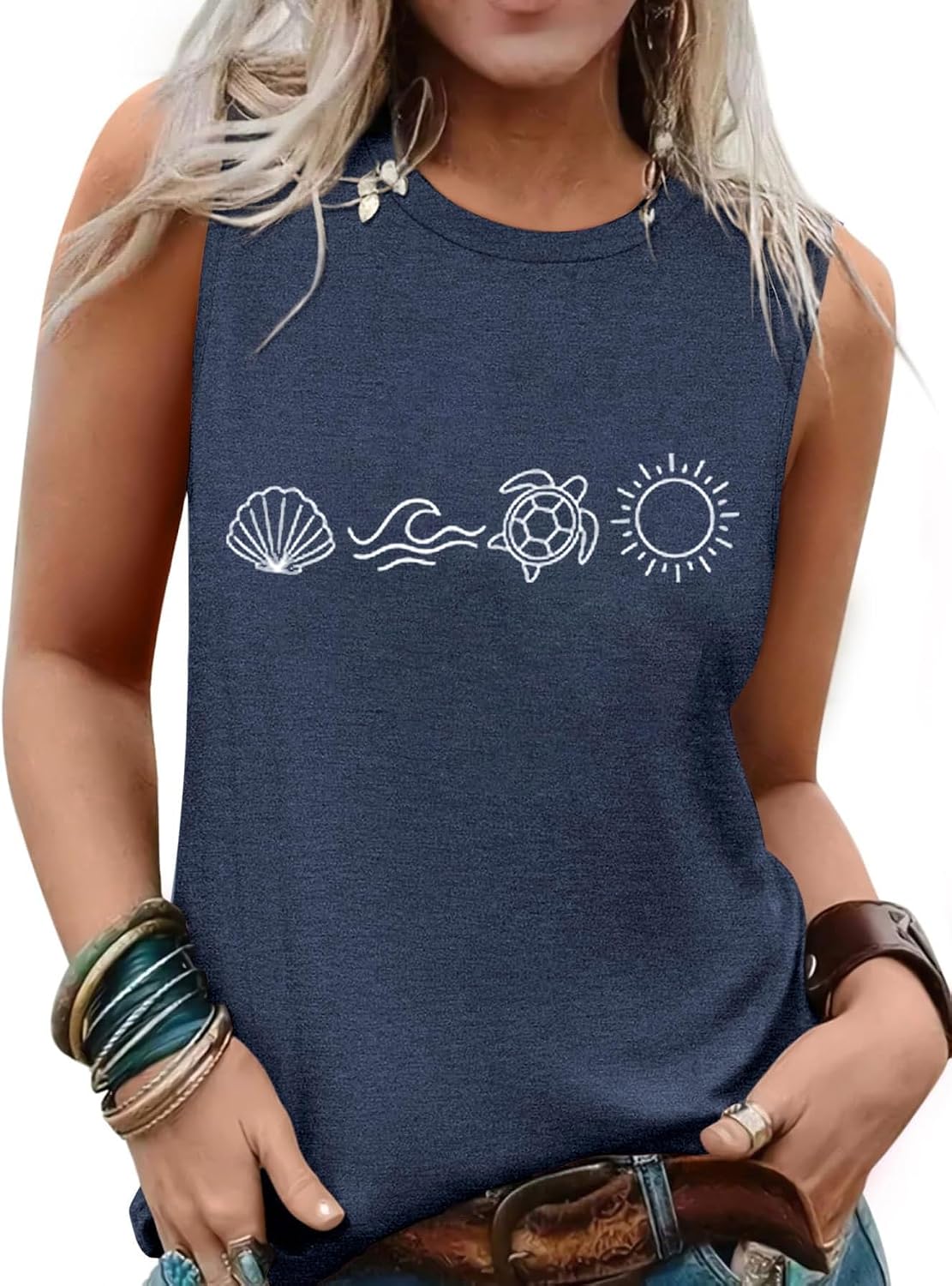 Womens Tank Tops Summer Sleeveless Tank Top Beach Vacation Tops Loose Running Athletic T-Shirt