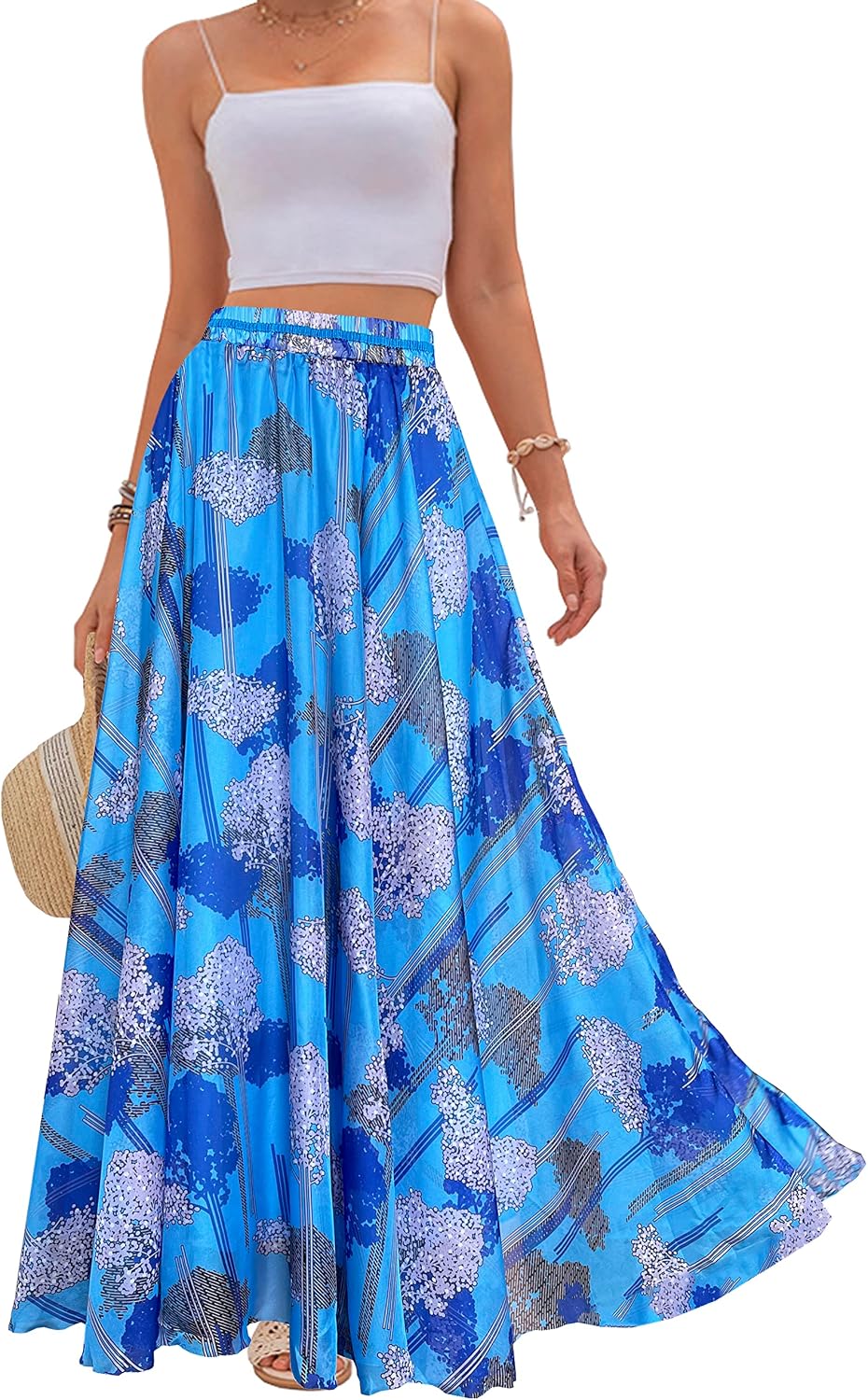 Women Full/Ankle Length Blending Maxi Chiffon Long Skirt Beach Skirt