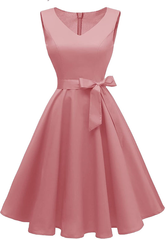 Dressever Women's 50s 60s Vintage Sleeveless Dress | Cocktail Party Dress with Pockets;Anniversary dress;Halloween dress;Christmas dress;Work dress