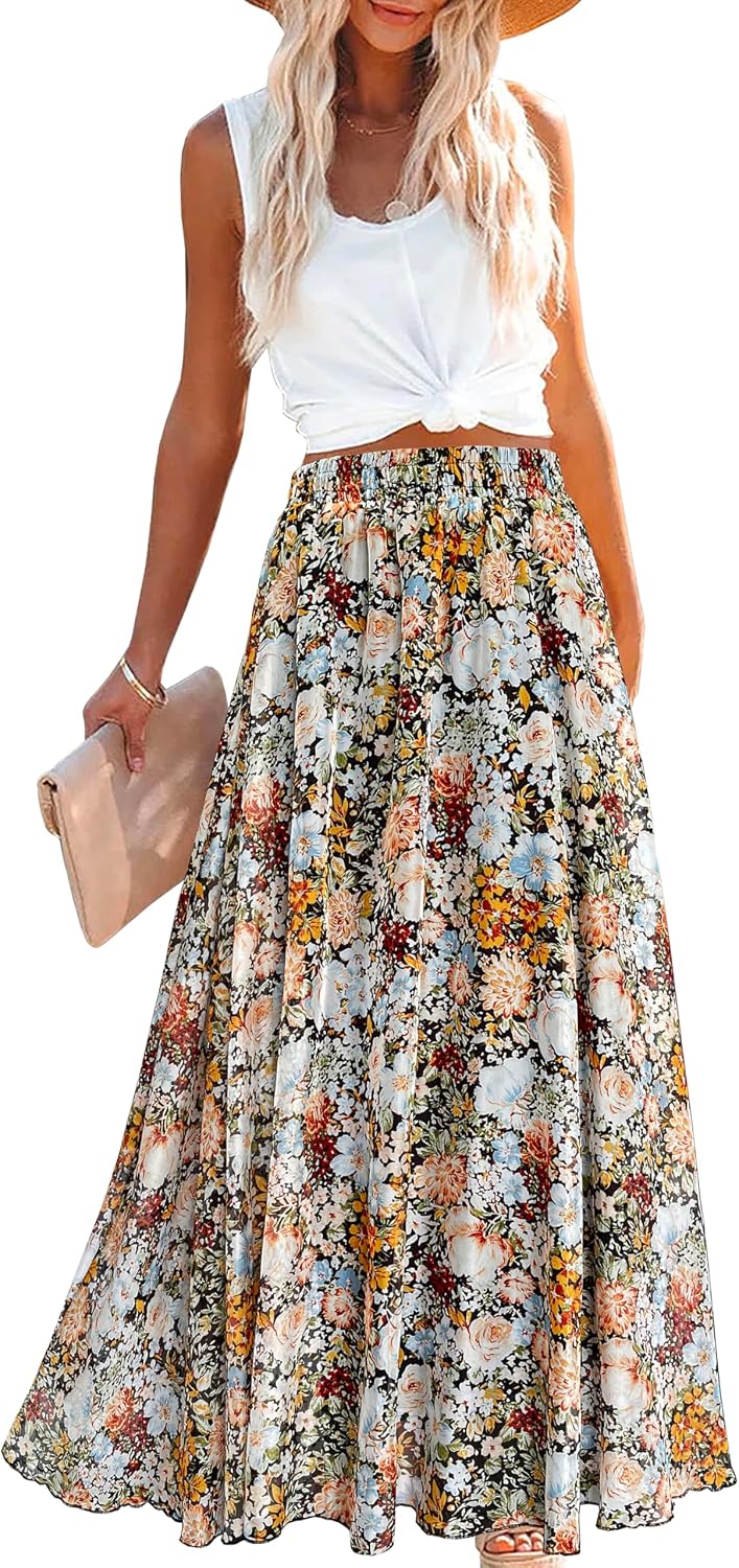 Women Full/Ankle Length Blending Maxi Chiffon Long Skirt Beach Skirt