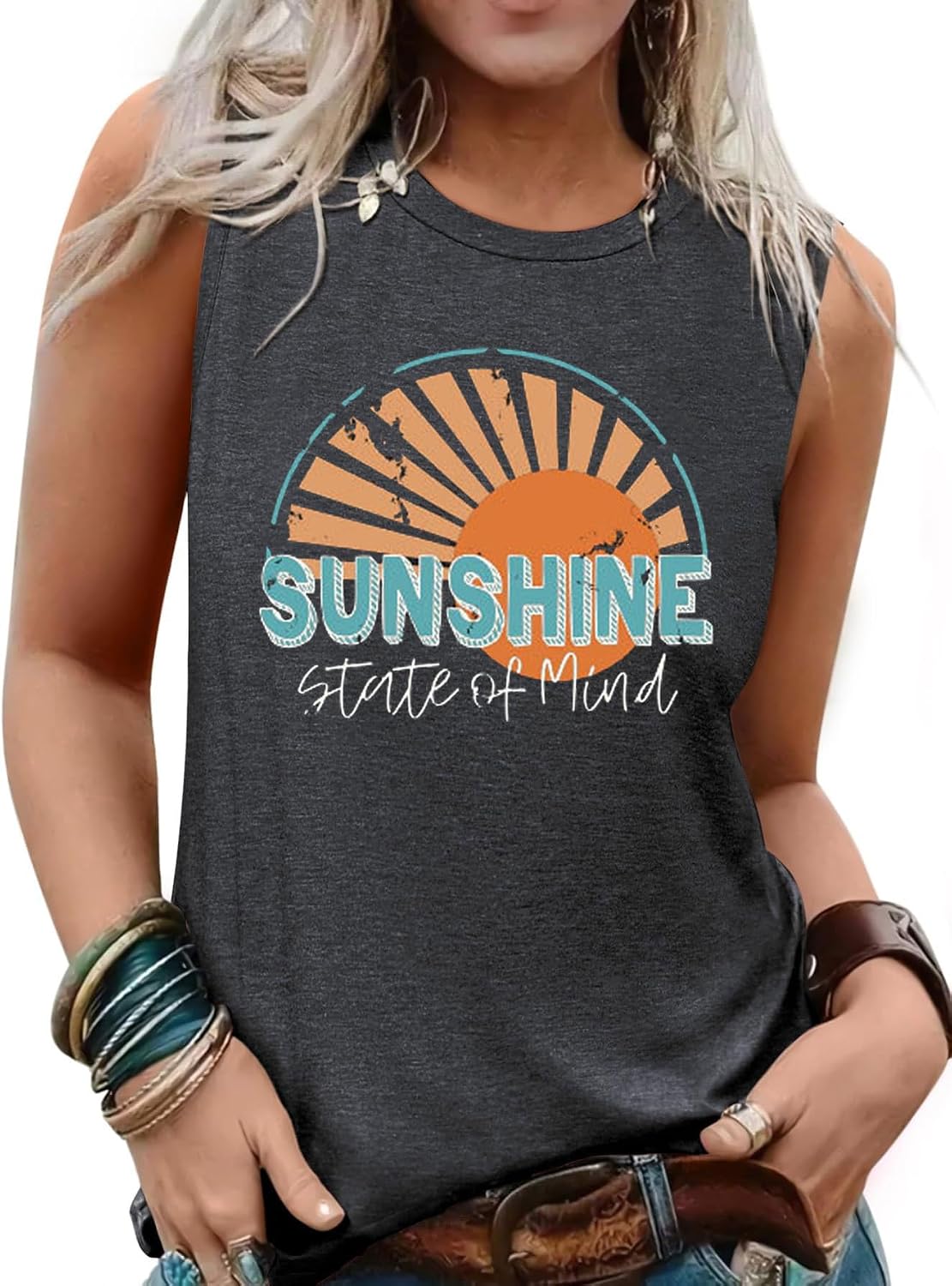 Womens Tank Tops Summer Sleeveless Tank Top Beach Vacation Tops Loose Running Athletic T-Shirt