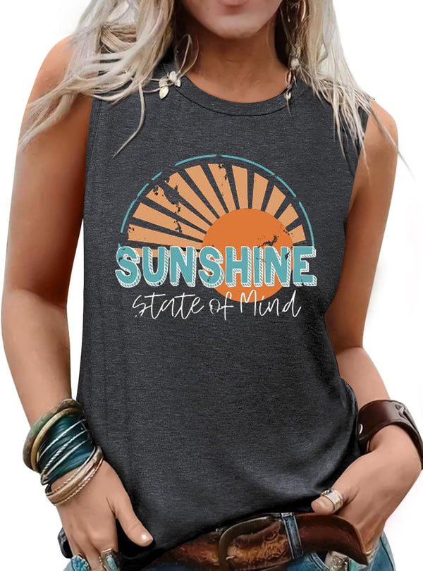 Womens Tank Tops Summer Sleeveless Tank Top Beach Vacation Tops Loose Running Athletic T-Shirt