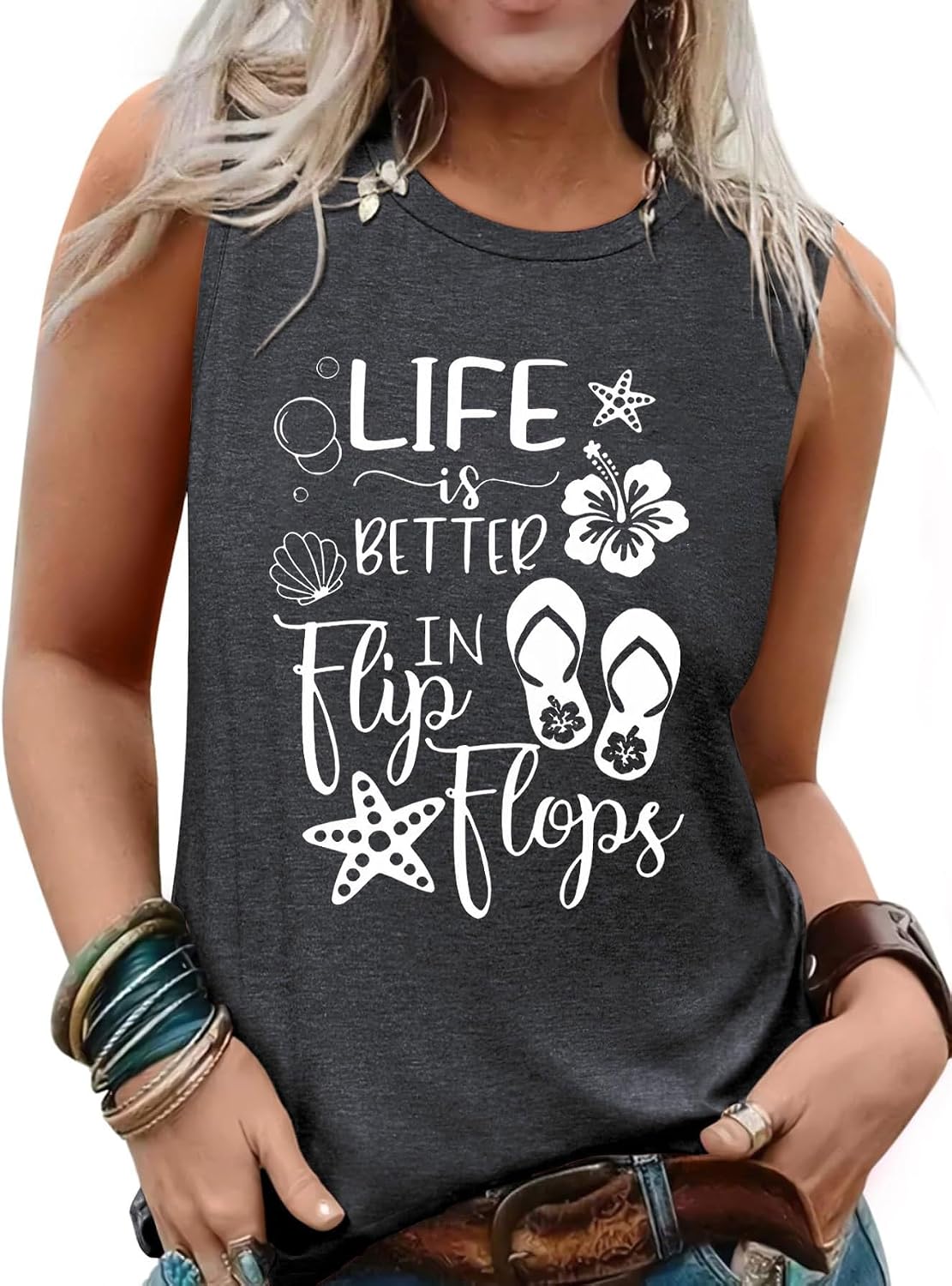 Womens Tank Tops Summer Sleeveless Tank Top Beach Vacation Tops Loose Running Athletic T-Shirt
