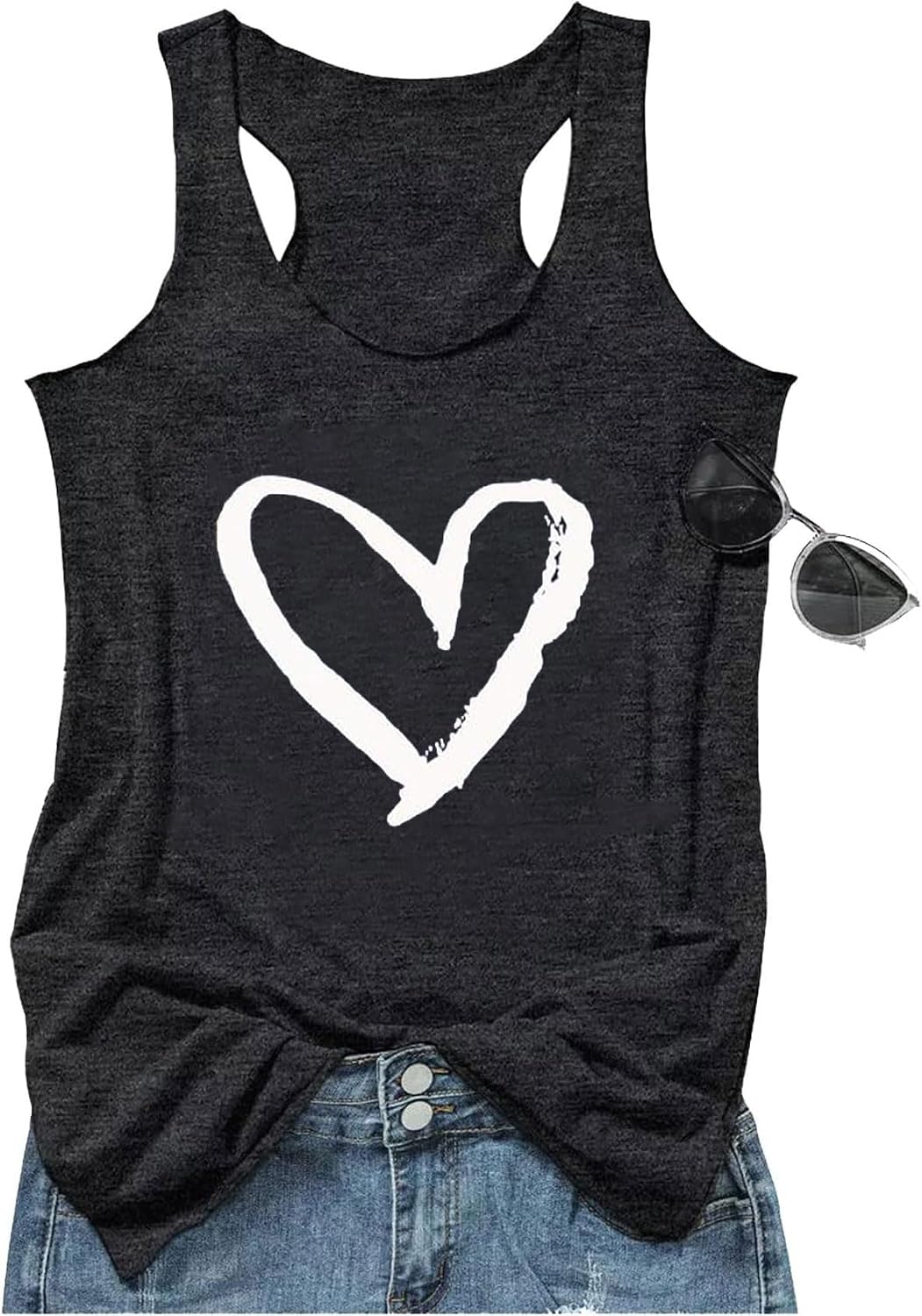 Womens Tank Tops Summer Racerback Graphic Tanks Beach Vacation Tops Loose Running Athletic Sleeveless Shirt Cami