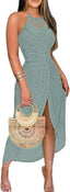 CHICME Womens Summer Halter Dress Hollow Out A Line Vacation Dress
