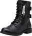 Women's Lace Up Mid Calf Combat Boots with Functional Pocket