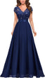Miusol Women's V-Neck Sequined Floral Lace Formal Evening Maxi Dress