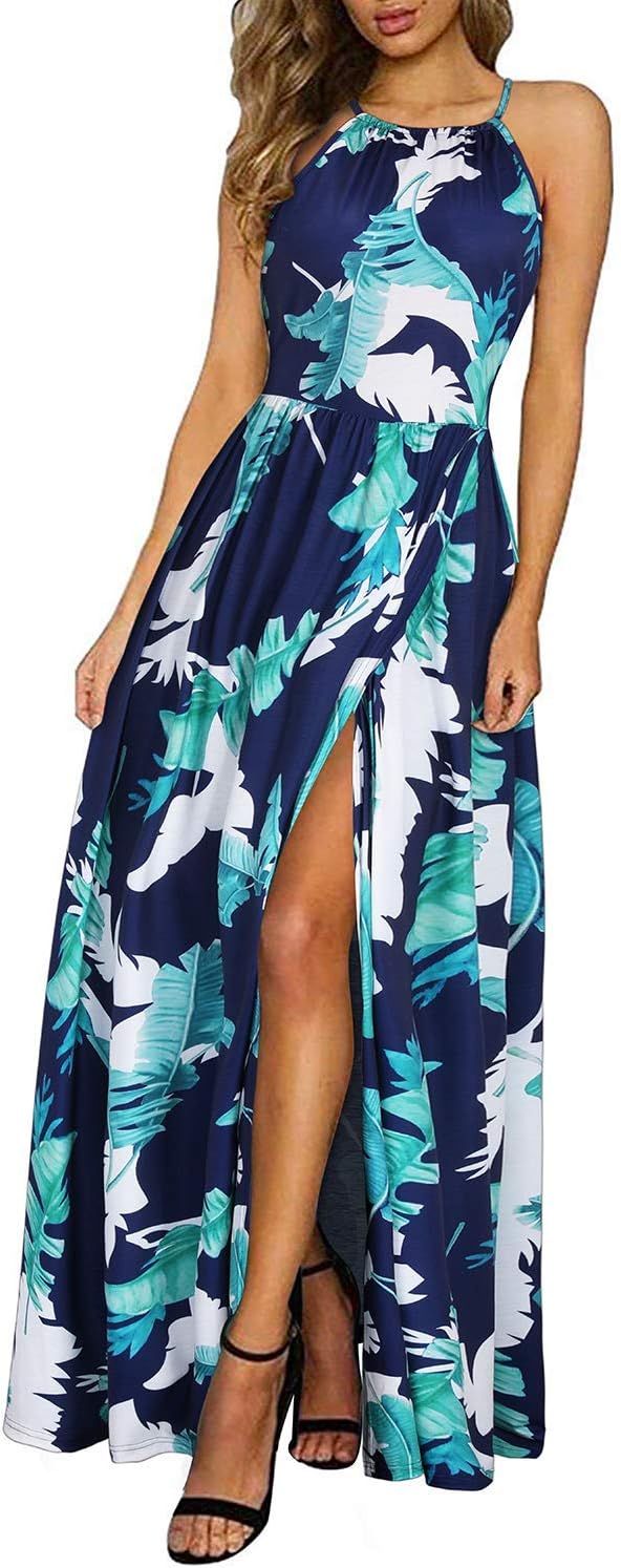 KILIG Women's Summer Floral Beach Flowy Split Maxi Long Dresses