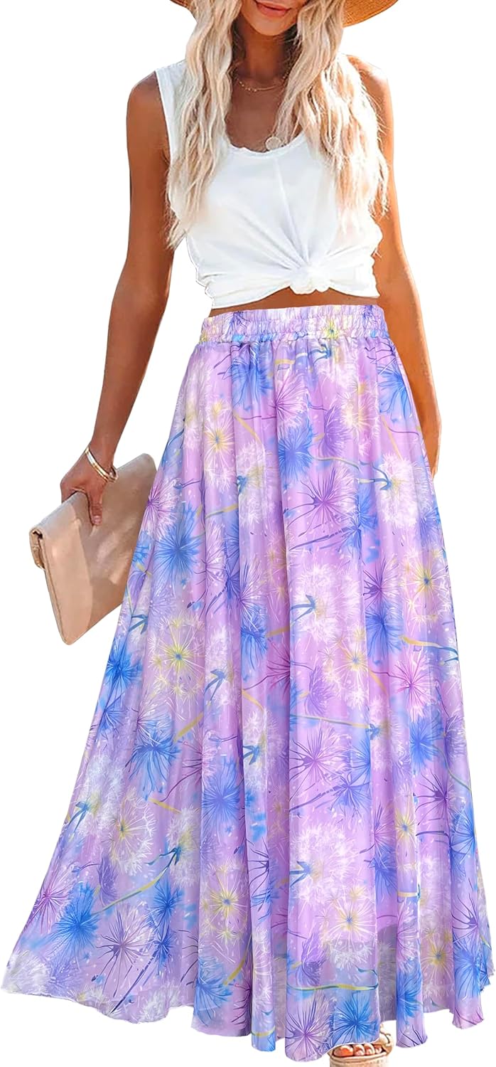 Women Full/Ankle Length Blending Maxi Chiffon Long Skirt Beach Skirt