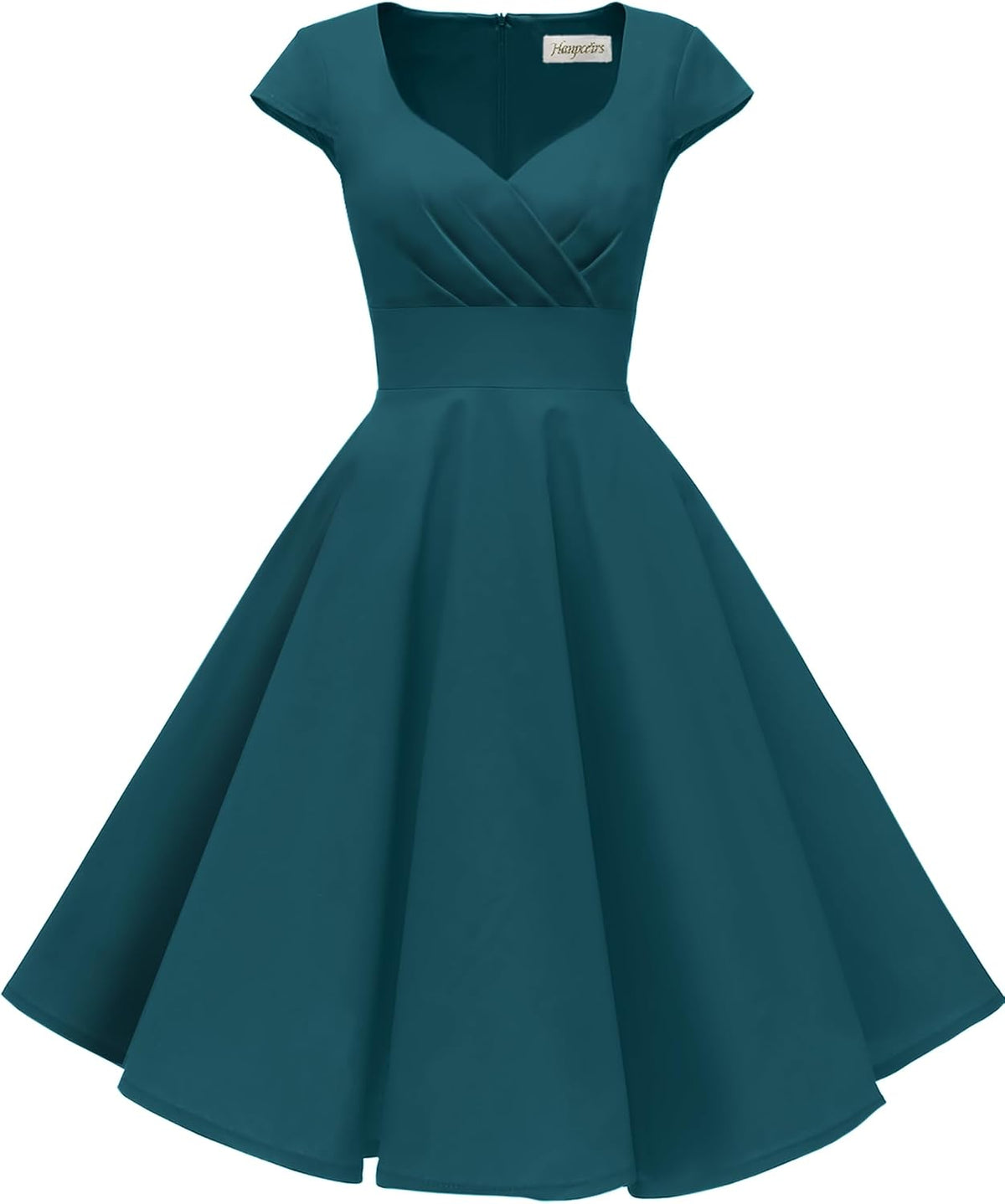 Women's Cap Sleeve 1950s Retro Vintage Cocktail Swing Dresses with Pocket