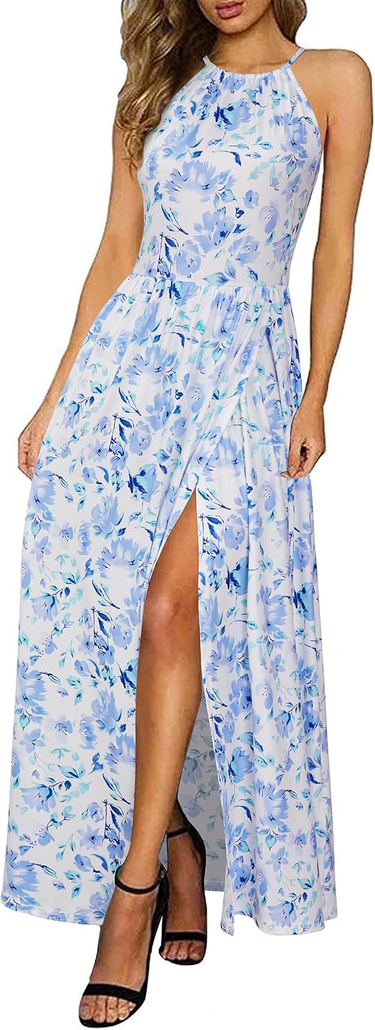 KILIG Women's Summer Floral Beach Flowy Split Maxi Long Dresses