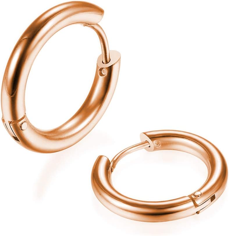 316L Surgical Stainless Steel Huggie Hoop Earrings 6mm 8mm 10mm 11mm 12mm 14mm Hypoallergenic Earrings Hoop Cartilage Helix Lobes Hinged Sleeper