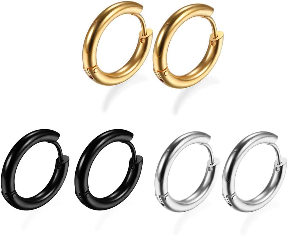 316L Surgical Stainless Steel Huggie Hoop Earrings 6mm 8mm 10mm 11mm 12mm 14mm Hypoallergenic Earrings Hoop Cartilage Helix Lobes Hinged Sleeper