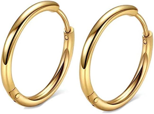 316L Surgical Stainless Steel Huggie Hoop Earrings 6mm 8mm 10mm 11mm 12mm 14mm Hypoallergenic Earrings Hoop Cartilage Helix Lobes Hinged Sleeper