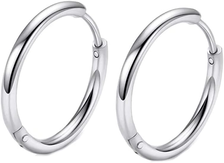 316L Surgical Stainless Steel Huggie Hoop Earrings 6mm 8mm 10mm 11mm 12mm 14mm Hypoallergenic Earrings Hoop Cartilage Helix Lobes Hinged Sleeper