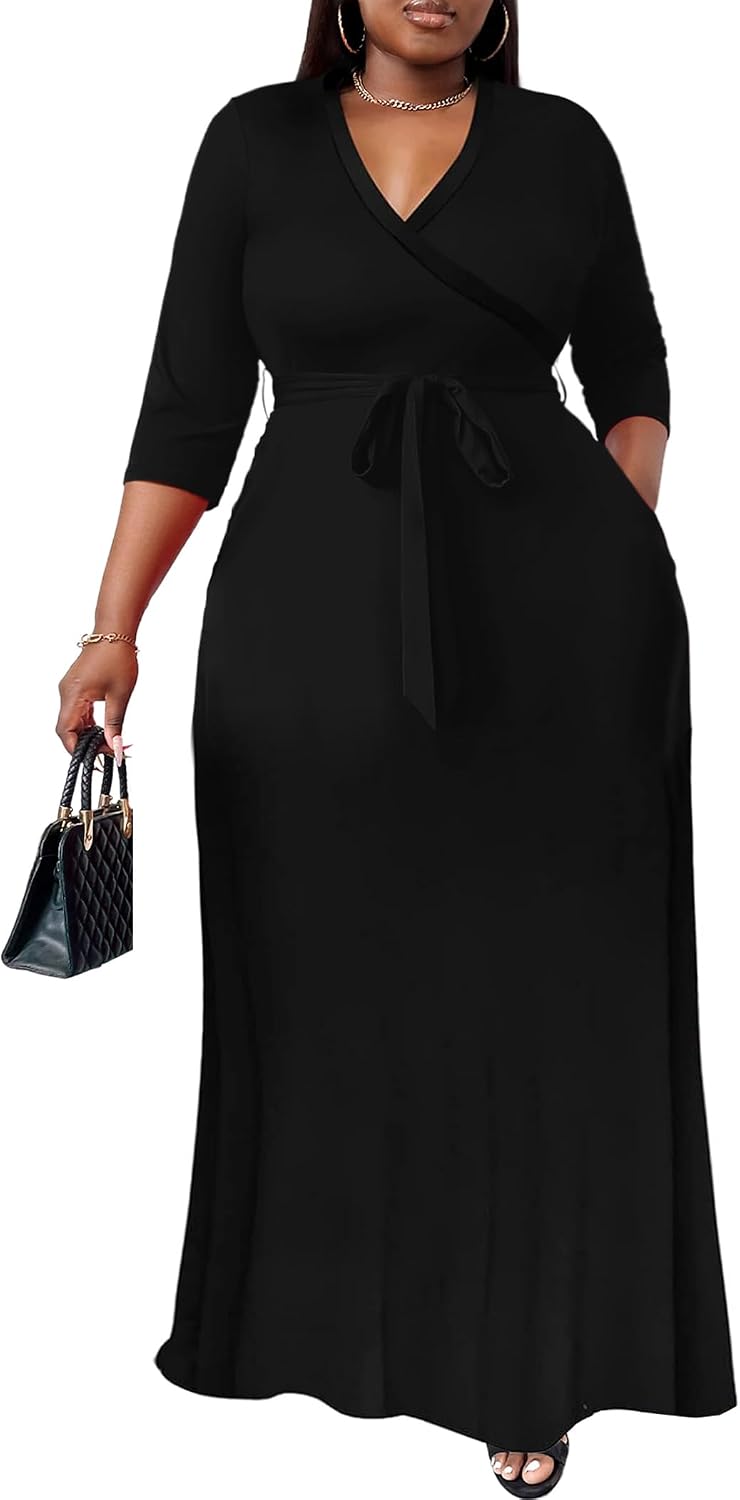 Nmoder Plus Size Maxi Dresses for Curvy Women -Summer Casual Long Fit Dress