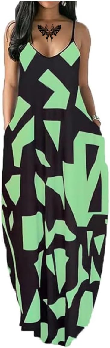 Women's Summer Maxi Long Dress Casual Boho Sleeveless Strap