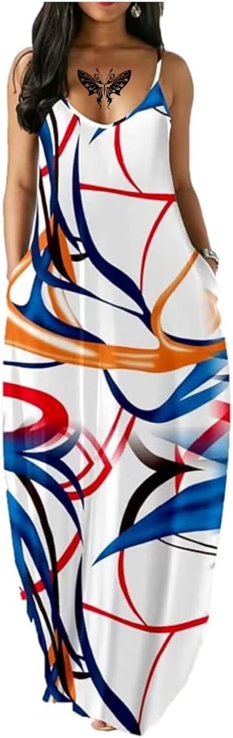 Women's Summer Maxi Long Dress Casual Boho Sleeveless Strap