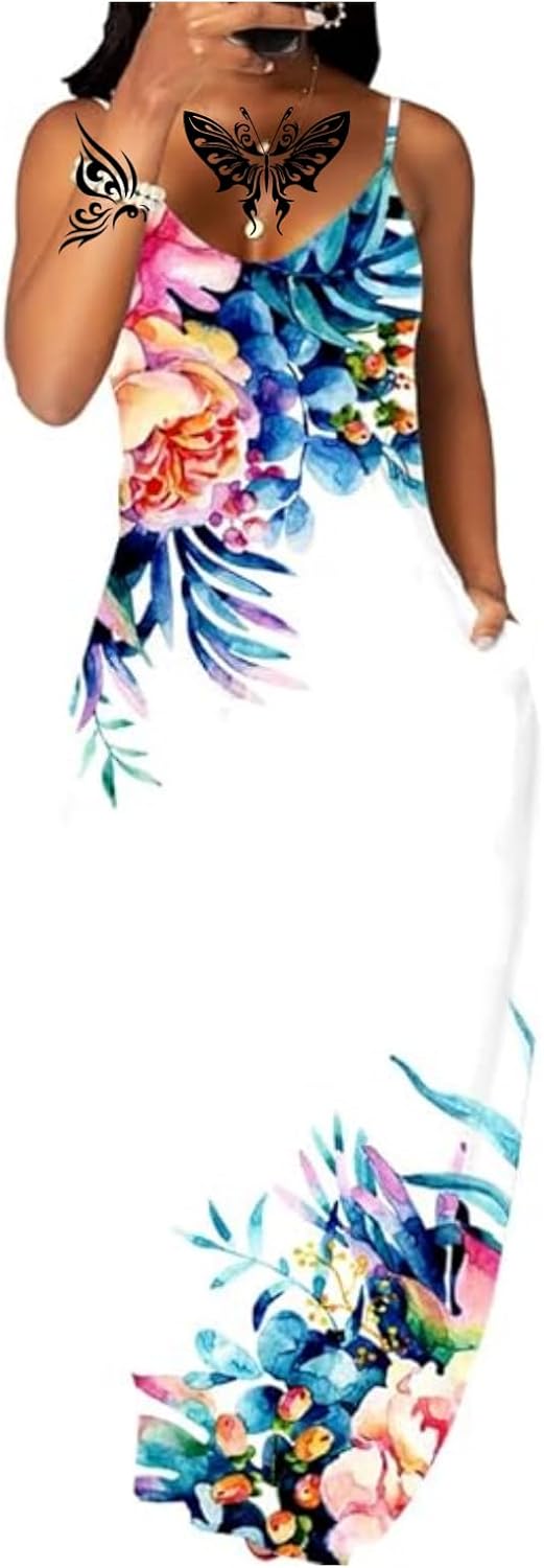 Women's Summer Maxi Long Dress Casual Boho Sleeveless Strap