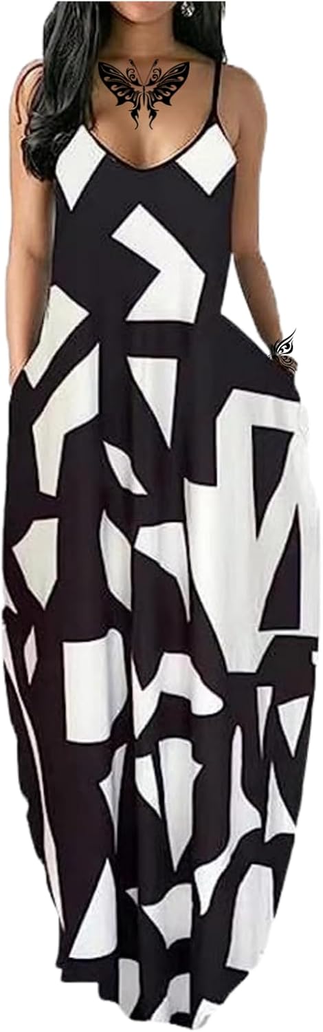 Women's Summer Maxi Long Dress Casual Boho Sleeveless Strap