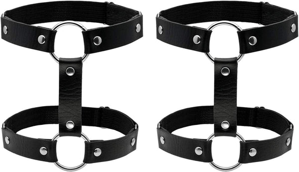 Leather Garter Belt for Women Girl Gothic Punk Harness Black
