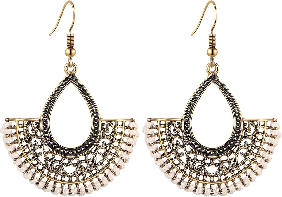 Silver/Gold Boho Dangle Statement Earrings for Women Trendy,Handmade Vintage Dainty Cute Long Drop Summer Earrings,fashion Accessories Jewelry Gifts