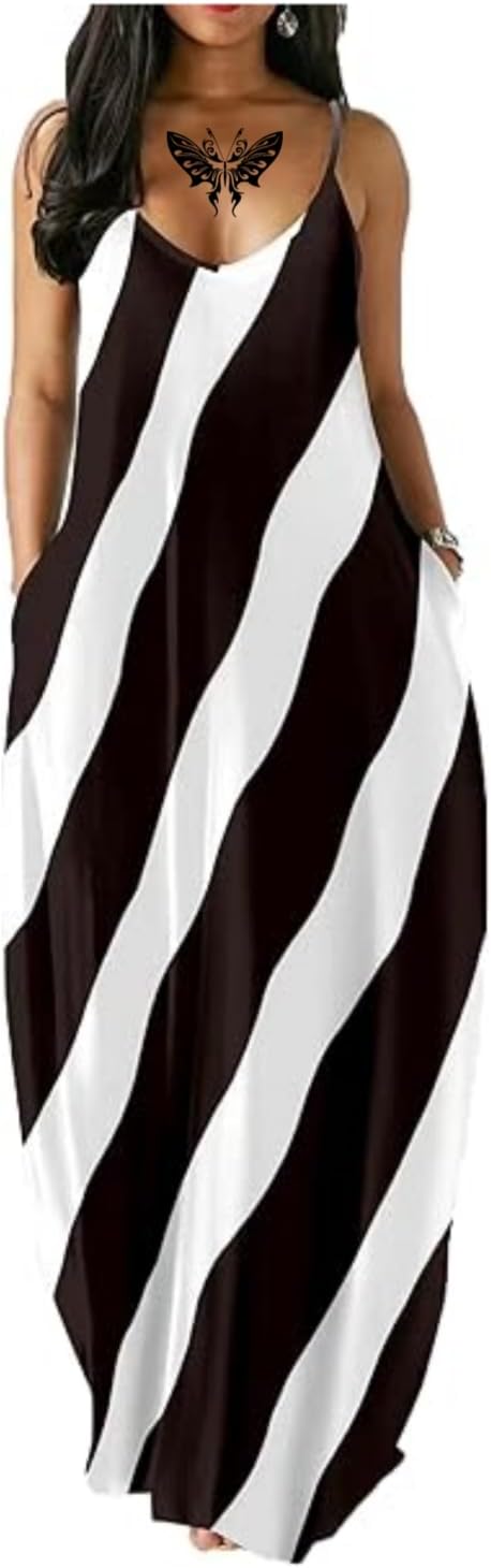 Women's Summer Maxi Long Dress Casual Boho Sleeveless Strap