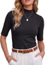 PrinStory Womens Tops Mock Neck Short Sleeve T Shirts Dressy Casual Ribbed Knit Slim Fit Summer Business Going Out Tops 2026
