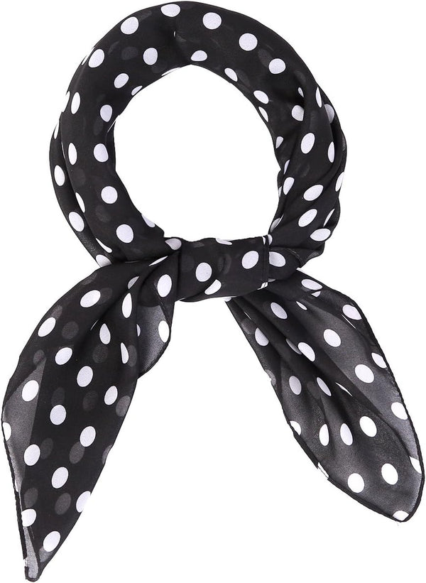 MissShorthair 50s Chiffon Scarf Sheer Square Neck Head Scarf for Women
