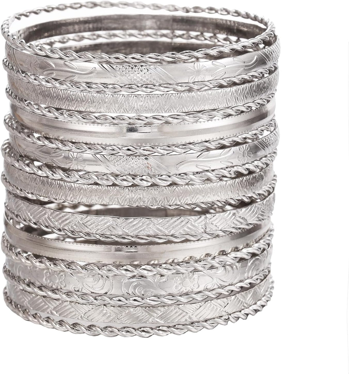 16Pcs Gold Bangle Bracelets for Women - Multi Layer Stackable Textured Bracelets Boho Jewelrys Set.