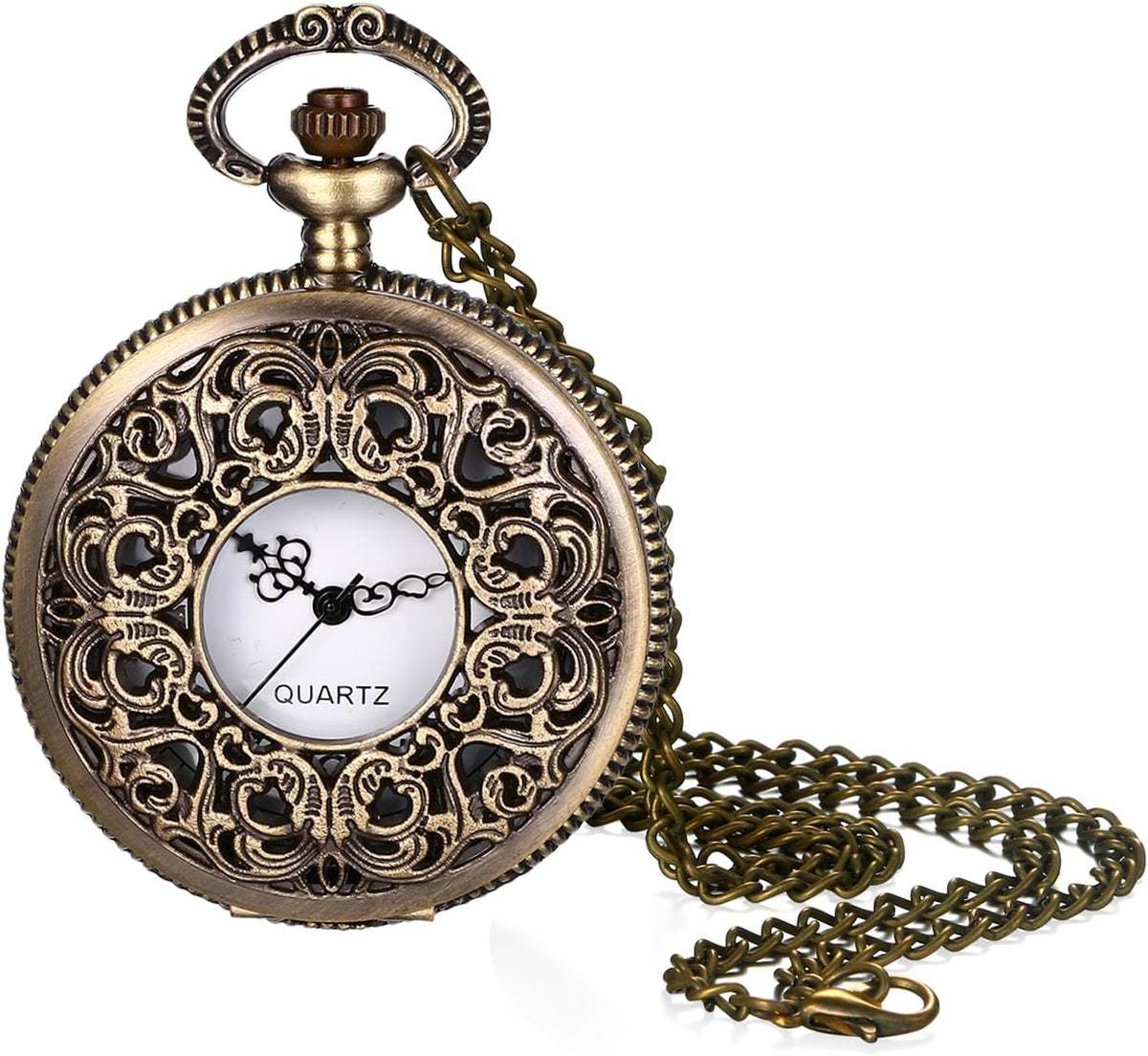 Women's Quartz Pocket Watches: Half Hunter Bronze Arabic Numeral Pocke