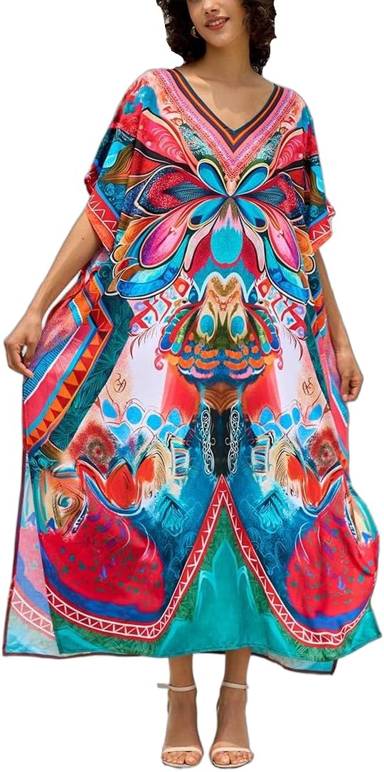 Women's Plus Size Beach Lounge Kaftan Maxi Dress swimsuit coverup for women