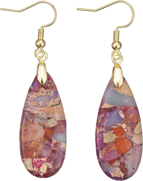Natural Stone Long Drop Boho Earrings