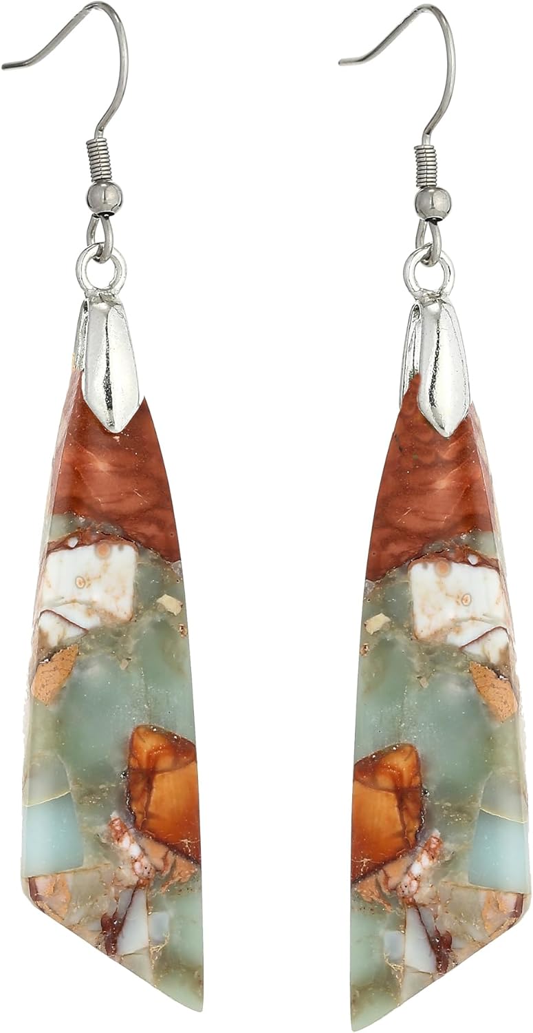 Natural Stone Long Drop Boho Earrings