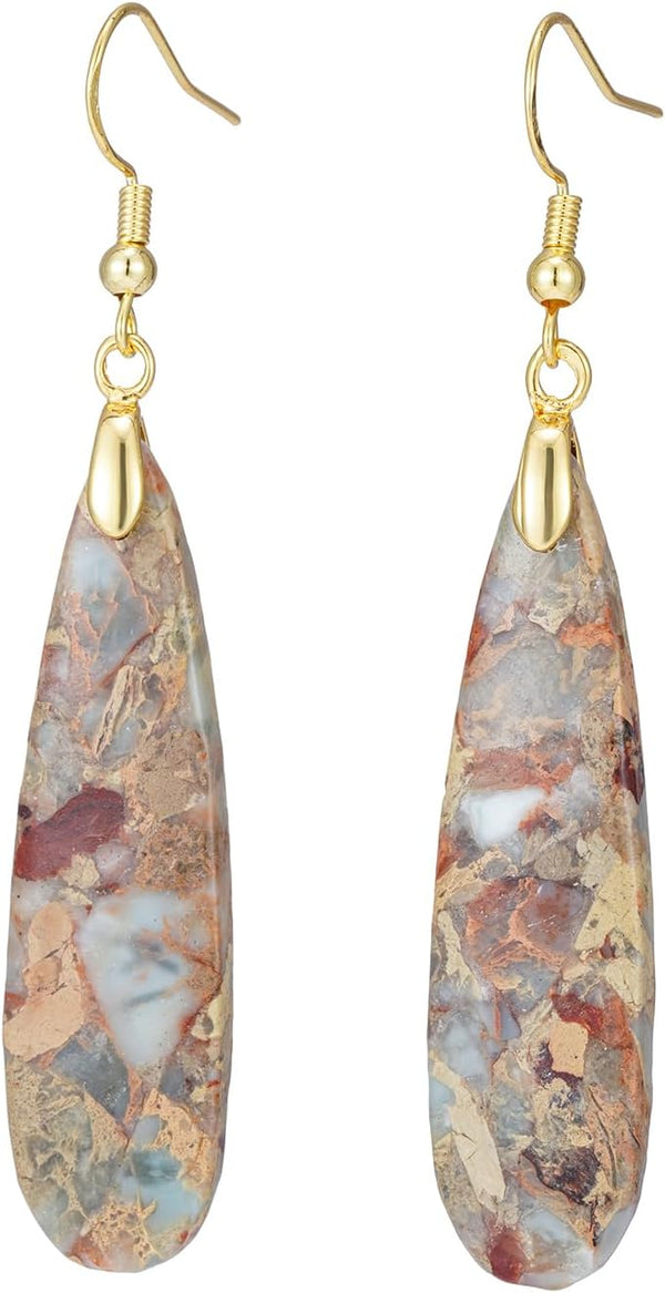 Natural Stone Long Drop Boho Earrings