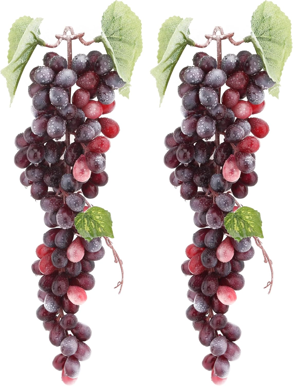 2PCS Red Rubber Grape Simulation Fruit Party Bar Cabinet Decoration Home Garden Wedding Decoration Fruit Photography Props Teaching Props Enlightenment (60 Grains)