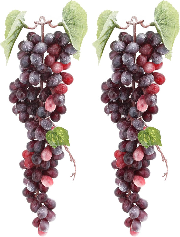 2PCS Red Rubber Grape Simulation Fruit Party Bar Cabinet Decoration Home Garden Wedding Decoration Fruit Photography Props Teaching Props Enlightenment (60 Grains)