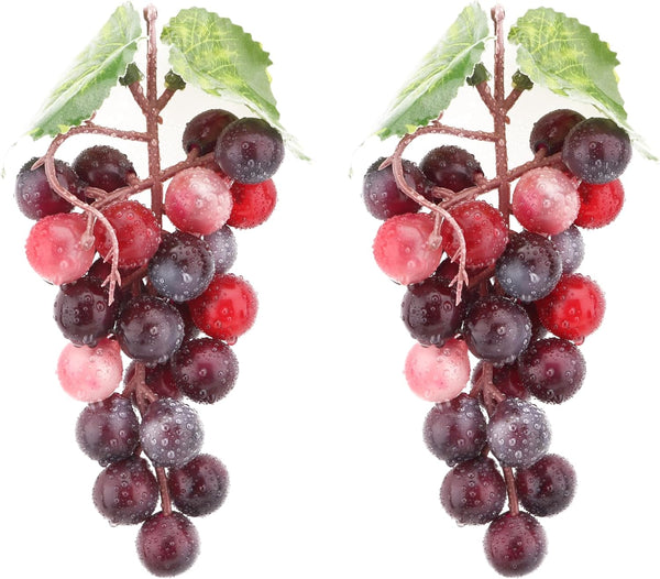 2PCS Red Rubber Grape Simulation Fruit Party Bar Cabinet Decoration Home Garden Wedding Decoration Fruit Photography Props Teaching Props Enlightenment (60 Grains)