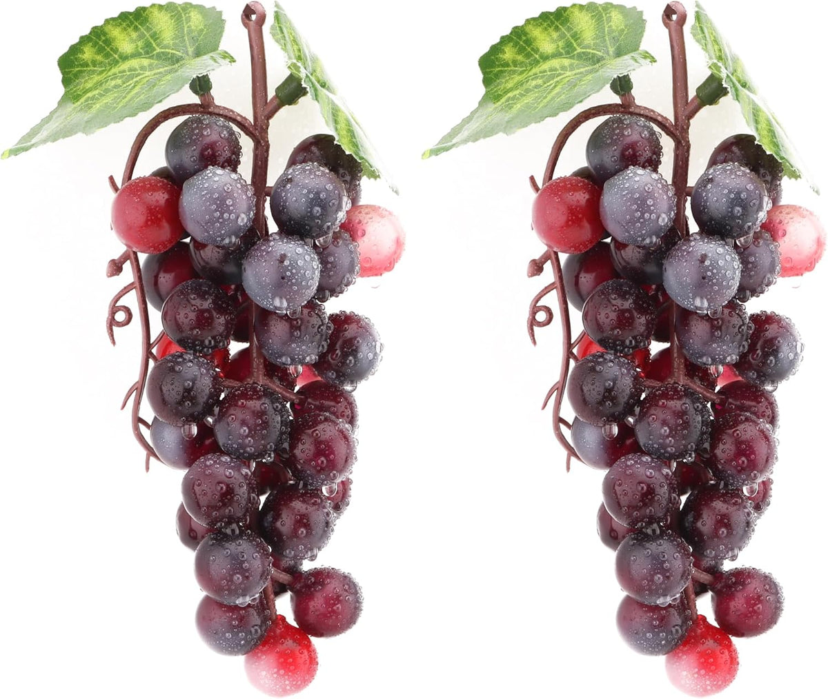 2PCS Red Rubber Grape Simulation Fruit Party Bar Cabinet Decoration Home Garden Wedding Decoration Fruit Photography Props Teaching Props Enlightenment (60 Grains)