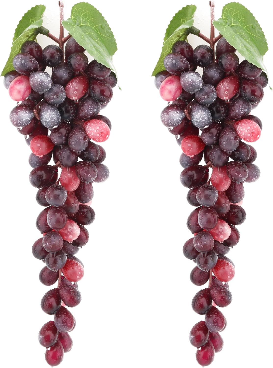 2PCS Red Rubber Grape Simulation Fruit Party Bar Cabinet Decoration Home Garden Wedding Decoration Fruit Photography Props Teaching Props Enlightenment (60 Grains)